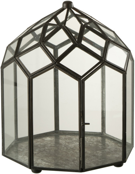 Terrarium pour plante en verre et métal noir 23 cm - 1