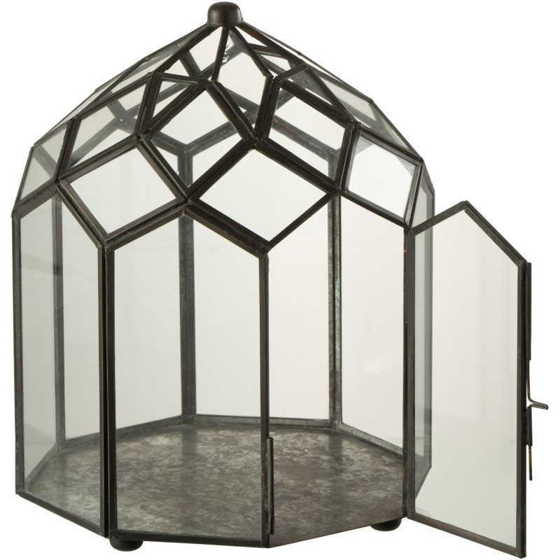 Terrarium pour plante en verre et métal noir 23 cm - 2