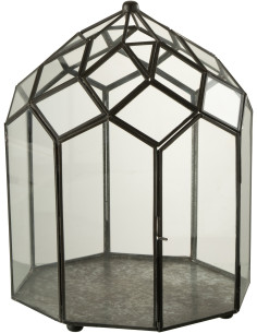 Terrarium pour plante en verre et métal noir 25 cm - 1