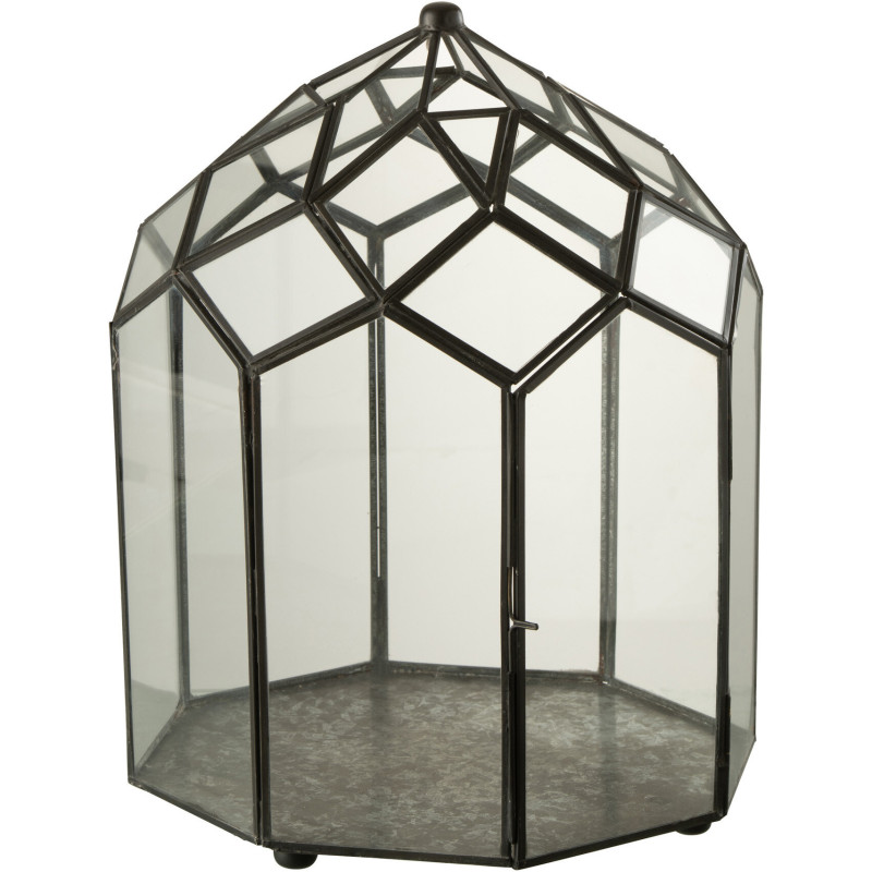 Terrarium pour plante en verre et métal noir 25 cm - 1