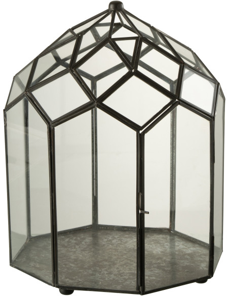 Terrarium pour plante en verre et métal noir 25 cm - 1