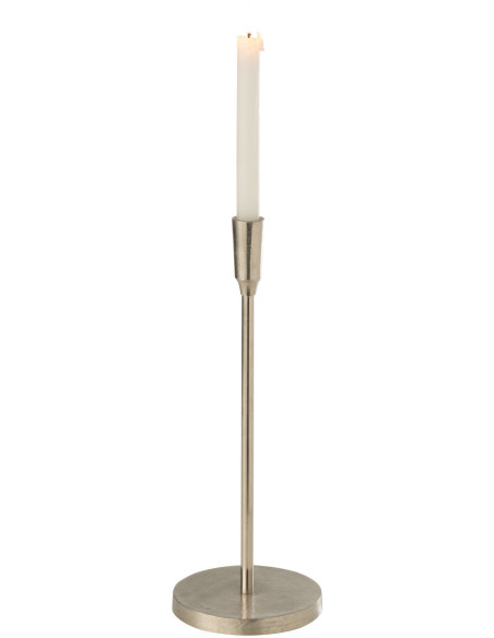 Bougeoir sur pied Candor Hauteur 40 cm en Métal Argenté - 2