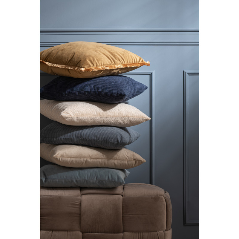 Coussin Carré Thayer 45x45 en Polyester Velours Gris bleu Effet côtelé - 2