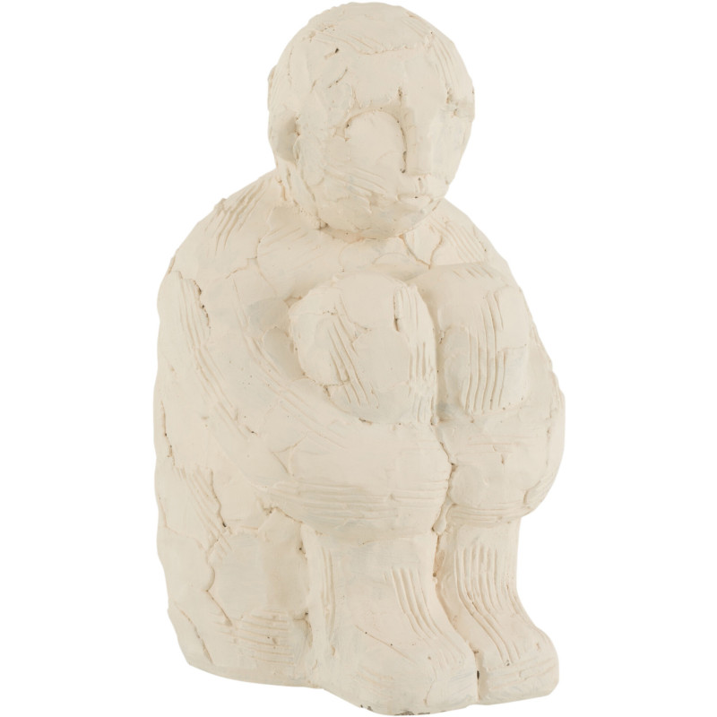 Statue déco XL Homme assis Dansei en Ciment Blanc - 1