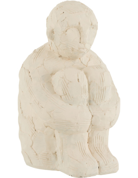 Statue déco XL Homme assis Dansei en Ciment Blanc - 1