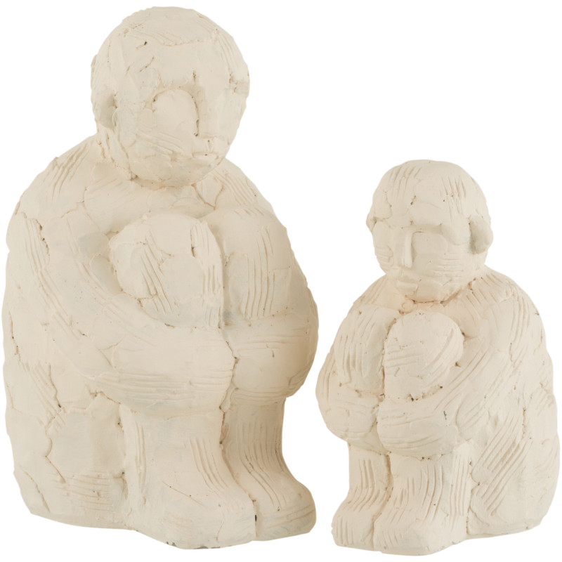 Statue déco XL Homme assis Dansei en Ciment Blanc - 2