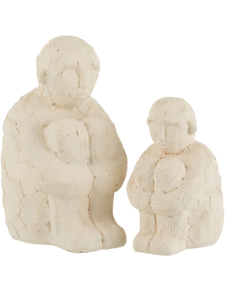 Statue déco XL Homme assis Dansei en Ciment Blanc - 2