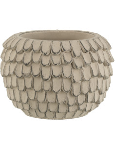 Cache-pot en Ciment Gris clair Scaly Diamètre 14 cm Motif écailles - 1
