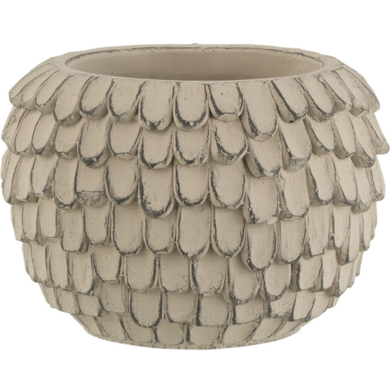 Cache-pot en Ciment Gris clair Scaly Diamètre 14 cm Motif écailles - 1