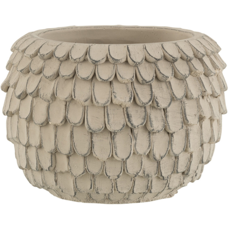 Cache-pot en Ciment Gris clair Scaly Diamètre 16 cm Motif écailles - 1