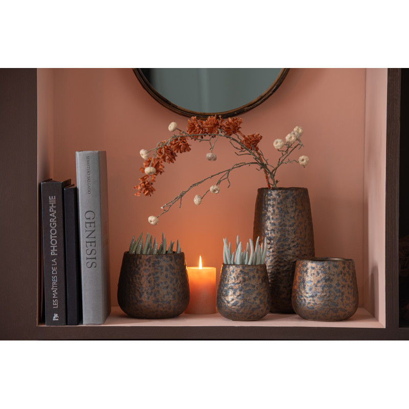 Cache-pot Diamètre 16 cm Anori en Céramique Cuivré Motif taches - 2