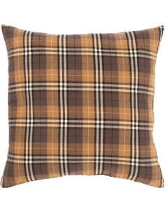 Coussin Carré Rhombus 45x45 en Polyester Ocre Marron Noir Motif carreaux - 1