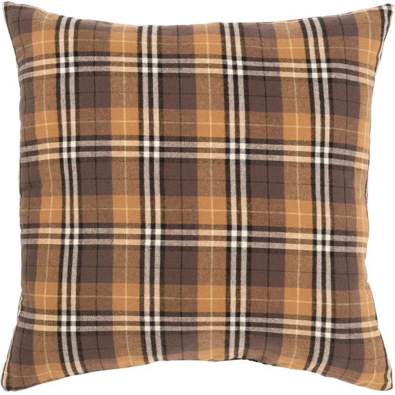 Coussin Carré Rhombus 45x45 en Polyester Ocre Marron Noir Motif carreaux - 1