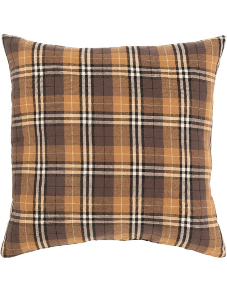 Coussin Carré Rhombus 45x45 en Polyester Ocre Marron Noir Motif carreaux - 1