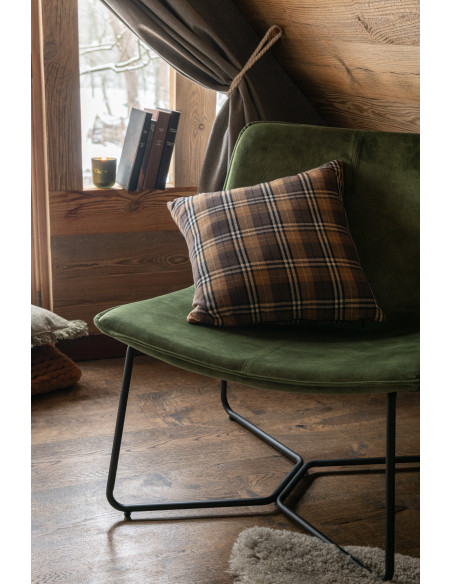 Coussin Carré Rhombus 45x45 en Polyester Ocre Marron Noir Motif carreaux - 2