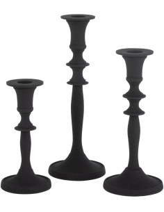 Bougeoir sur pied Zénith Hauteur en Métal Noir (Lot de 3) - 1