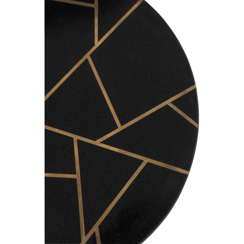 Tables d'appoint rondes en marbre noir et métal doré - 2