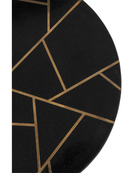 Tables d'appoint rondes en marbre noir et métal doré - 2