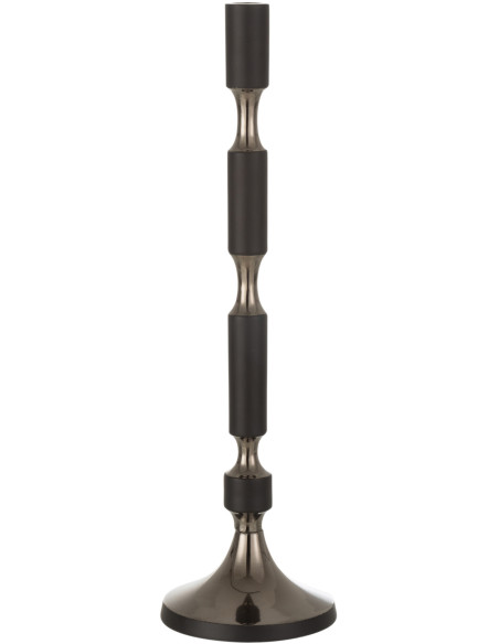 Bougeoir sur pied Léo Hauteur 45 cm en Métal Noir Argenté - 1