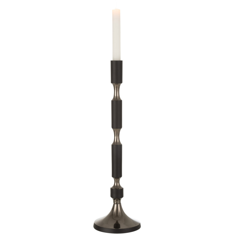 Bougeoir sur pied Léo Hauteur 45 cm en Métal Noir Argenté - 2