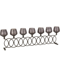 Photophore moderne Cristaux 6 bougies en métal noir fumé - 1