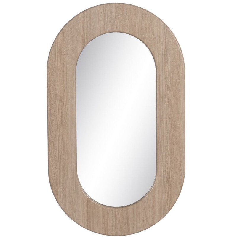 Miroir moderne Mural Ovale XL 50x80 en Bois Naturel Tyren - 1
