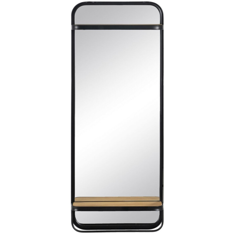 Miroir industriel Mural Rectangulaire XXL 40x100 en Bois d'hévéa Naturel Métal Noir Vynor - 1