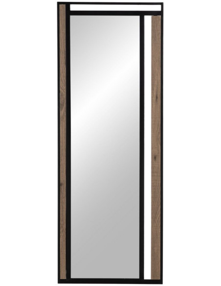 Miroir industriel Mural Rectangulaire XXL 45x100 en Métal Noir Bois Naturel Nude - 1