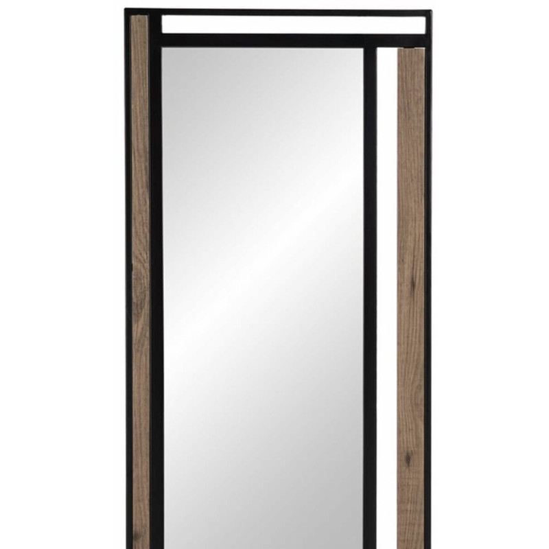 Miroir industriel Mural Rectangulaire XXL 45x100 en Métal Noir Bois Naturel Nude - 2
