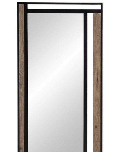 Miroir industriel Mural Rectangulaire XXL 45x100 en Métal Noir Bois Naturel Nude - 2