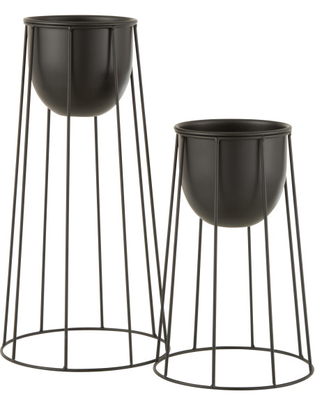 Cache-pot sur pied XL en Métal Noir Pyrha Diamètre 23 cm - 2