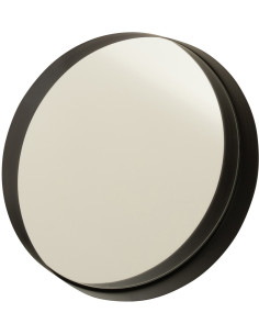 Petit Miroir Mural Rond Rufus en Métal Noir - 1