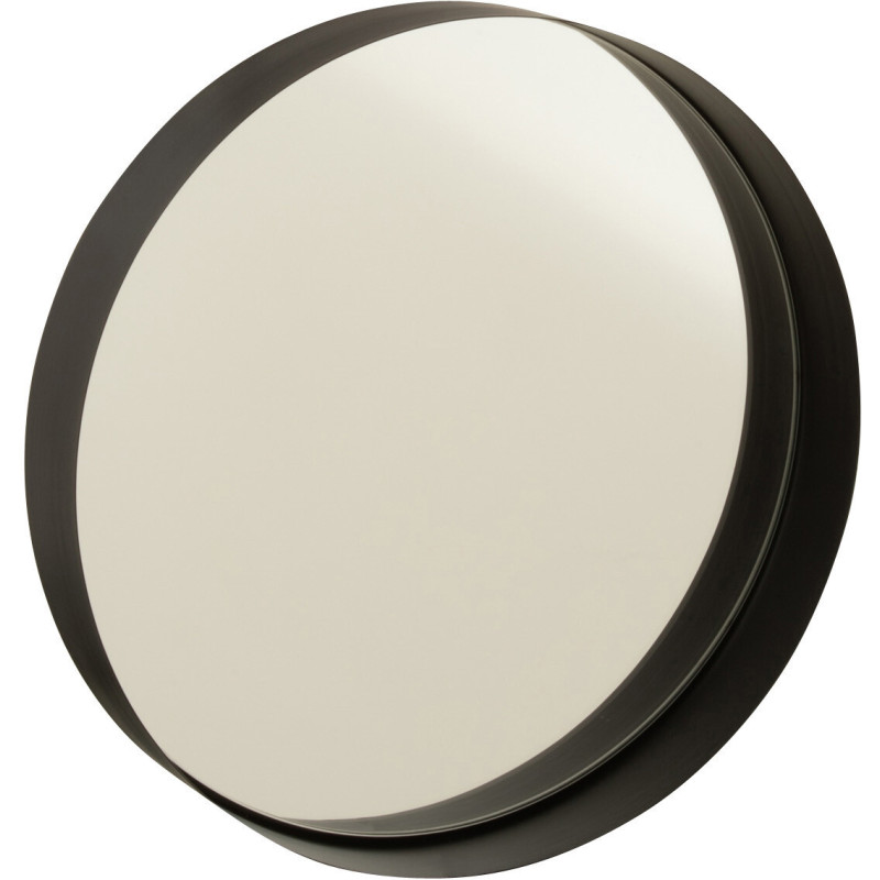 Petit Miroir Mural Rond Rufus en Métal Noir - 1