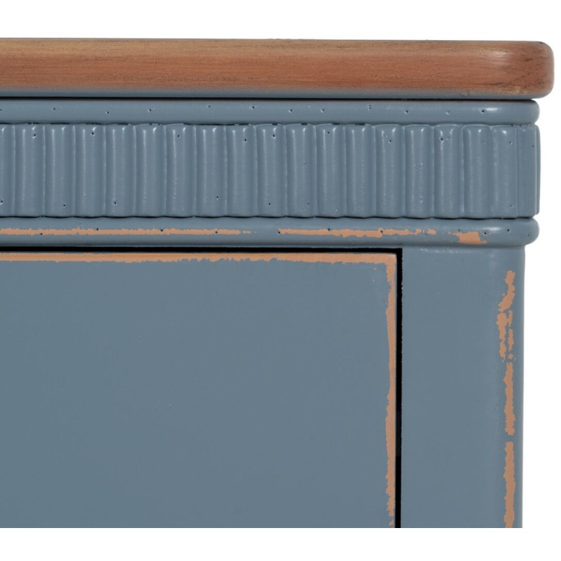 Chevet vintage rétro 3 tiroirs en Bois de sapin Bleu Marron Vieilli Calista - 4