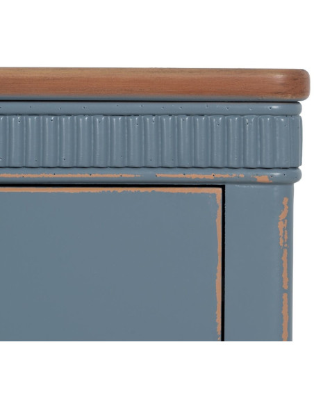 Chevet vintage rétro 3 tiroirs en Bois de sapin Bleu Marron Vieilli Calista - 4