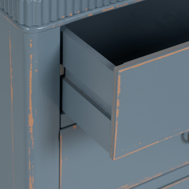 Chevet vintage rétro 3 tiroirs en Bois de sapin Bleu Marron Vieilli Calista - 6