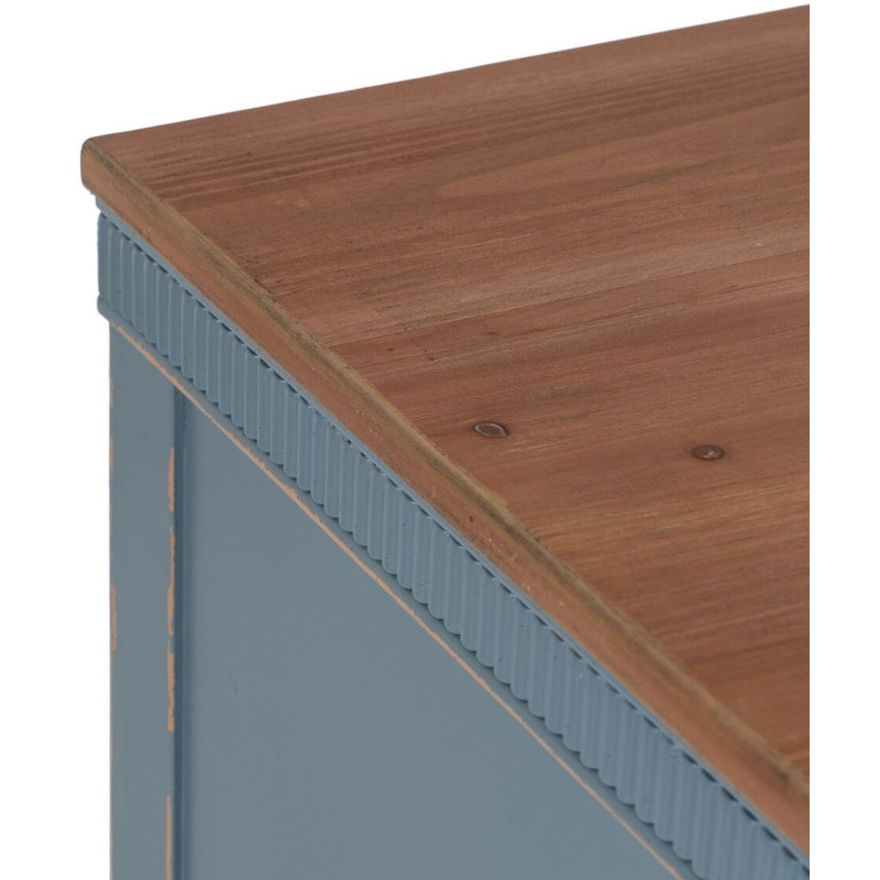 Commode vintage rétro 4 tiroirs en Bois de sapin Bleu Marron Vieilli Calista - 4