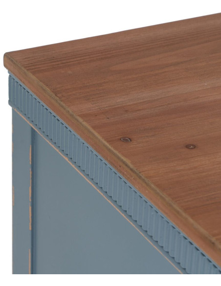 Commode vintage rétro 4 tiroirs en Bois de sapin Bleu Marron Vieilli Calista - 4