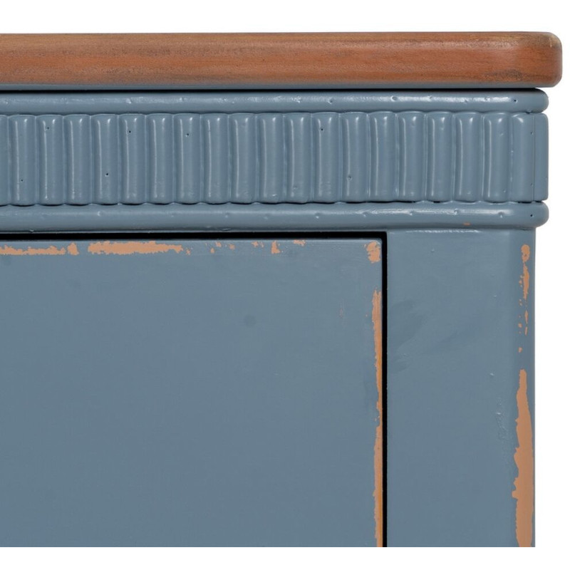 Commode vintage rétro 4 tiroirs en Bois de sapin Bleu Marron Vieilli Calista - 5