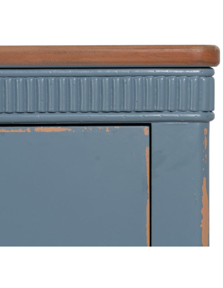 Commode vintage rétro 4 tiroirs en Bois de sapin Bleu Marron Vieilli Calista - 5