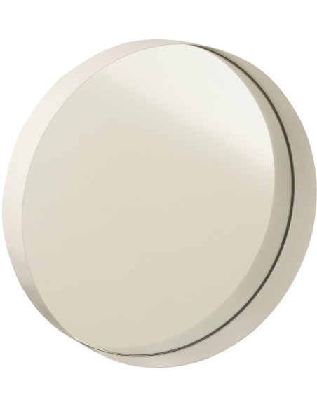 Petit Miroir Mural Rond Rufus en Métal Blanc - 1