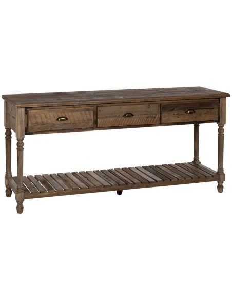 Console drapier Rectangulaire 3 tiroirs 1 étagère en Bois de sapin Marron Verena - 1