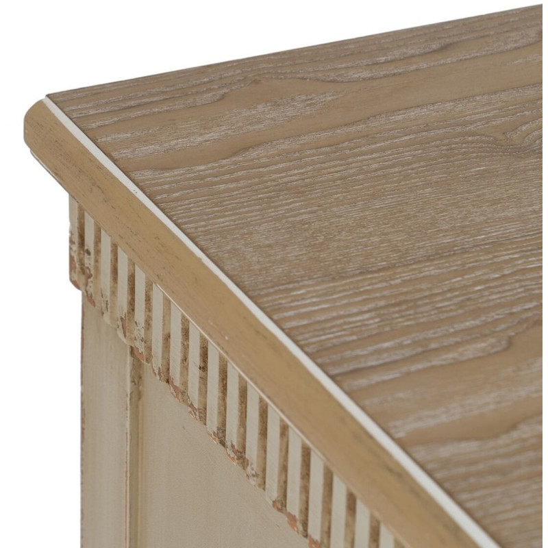 Commode vintage rétro 3 tiroirs en Bois de sapin Crème Naturel Vieilli Mazarine - 3
