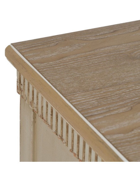 Commode vintage rétro 3 tiroirs en Bois de sapin Crème Naturel Vieilli Mazarine - 3