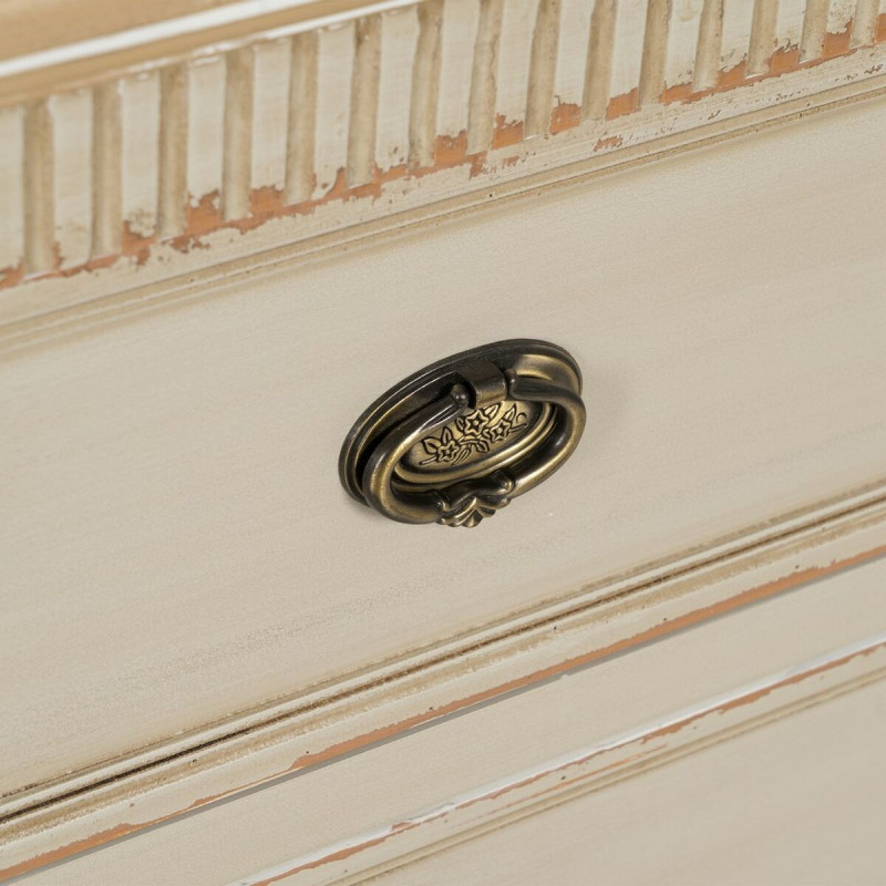 Commode vintage rétro 3 tiroirs en Bois de sapin Crème Naturel Vieilli Mazarine - 4