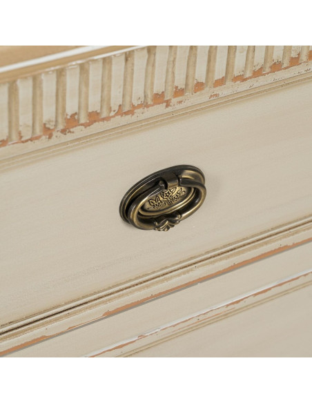 Commode vintage rétro 3 tiroirs en Bois de sapin Crème Naturel Vieilli Mazarine - 4