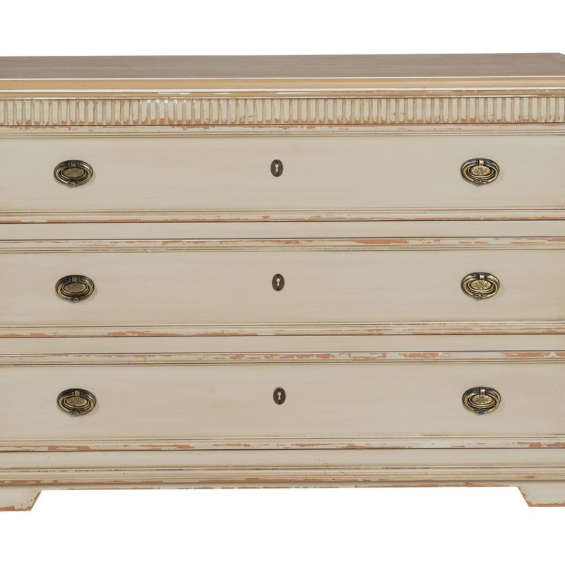 Commode vintage rétro 3 tiroirs en Bois de sapin Crème Naturel Vieilli Mazarine - 5