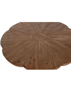 Table à manger rustique Fleur Ronde 4 personnes en Bois Naturel Medea - 1 2