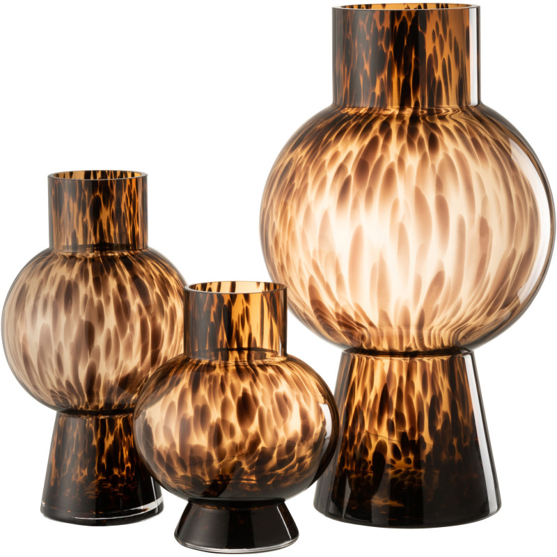 Vase Boule Rhéa Hauteur 45 cm en Verre Marron Motif taches - 2