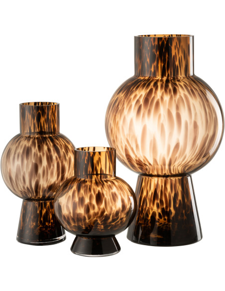 Vase Boule Rhéa Hauteur 45 cm en Verre Marron Motif taches - 2